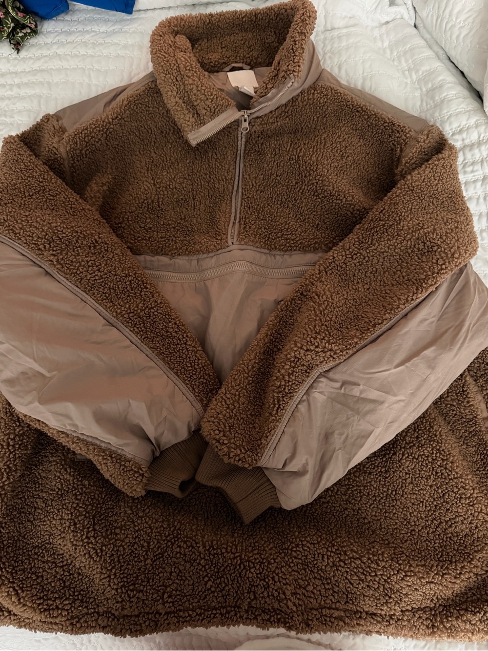 H&M Cozy Women's Brown Sherpa Pullover Jacket - Picture 4 of 8